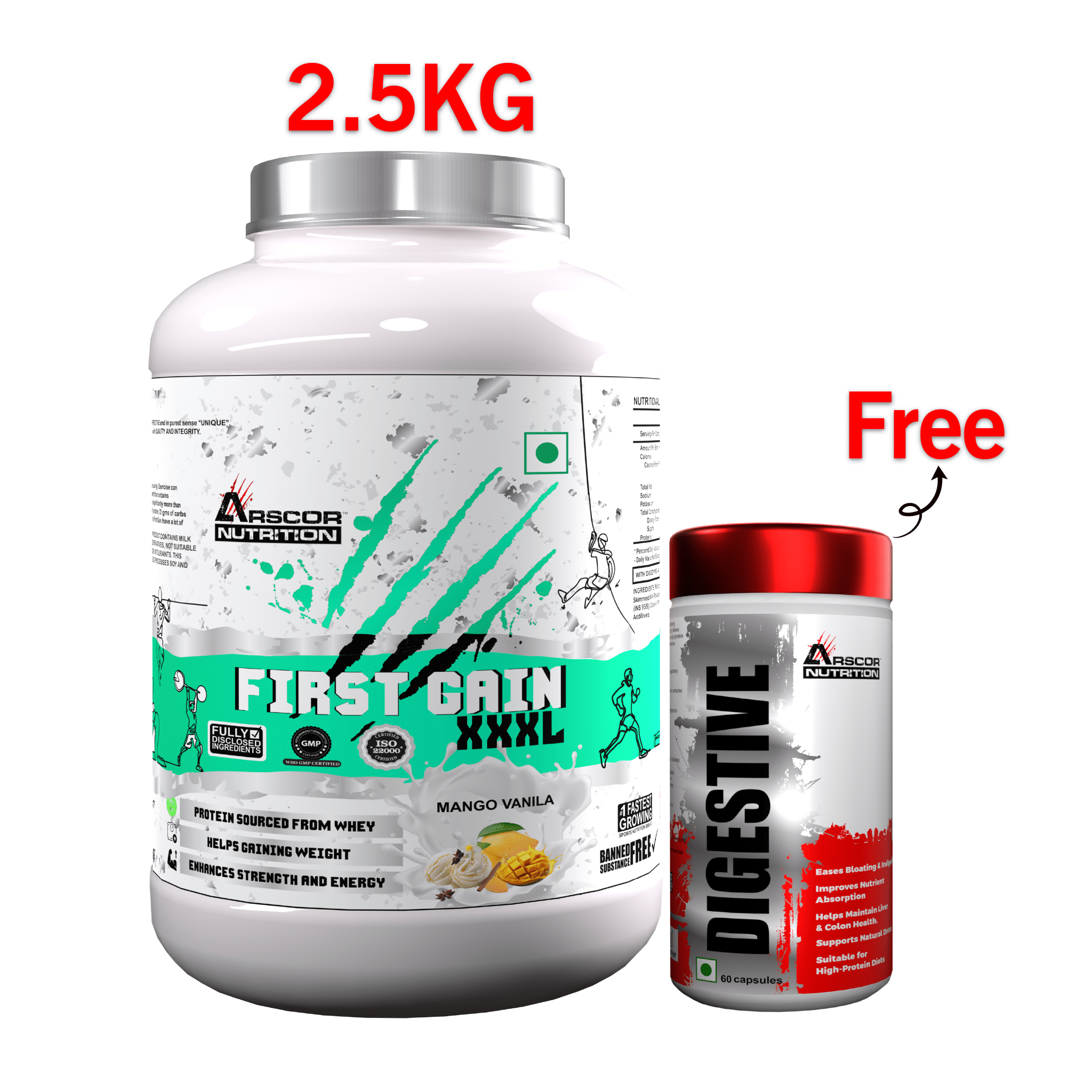 Arscor's First Gain | Lean Muscle Weight Gainer with Whey Protein & Complex Carbs - Arscor Nutrition -